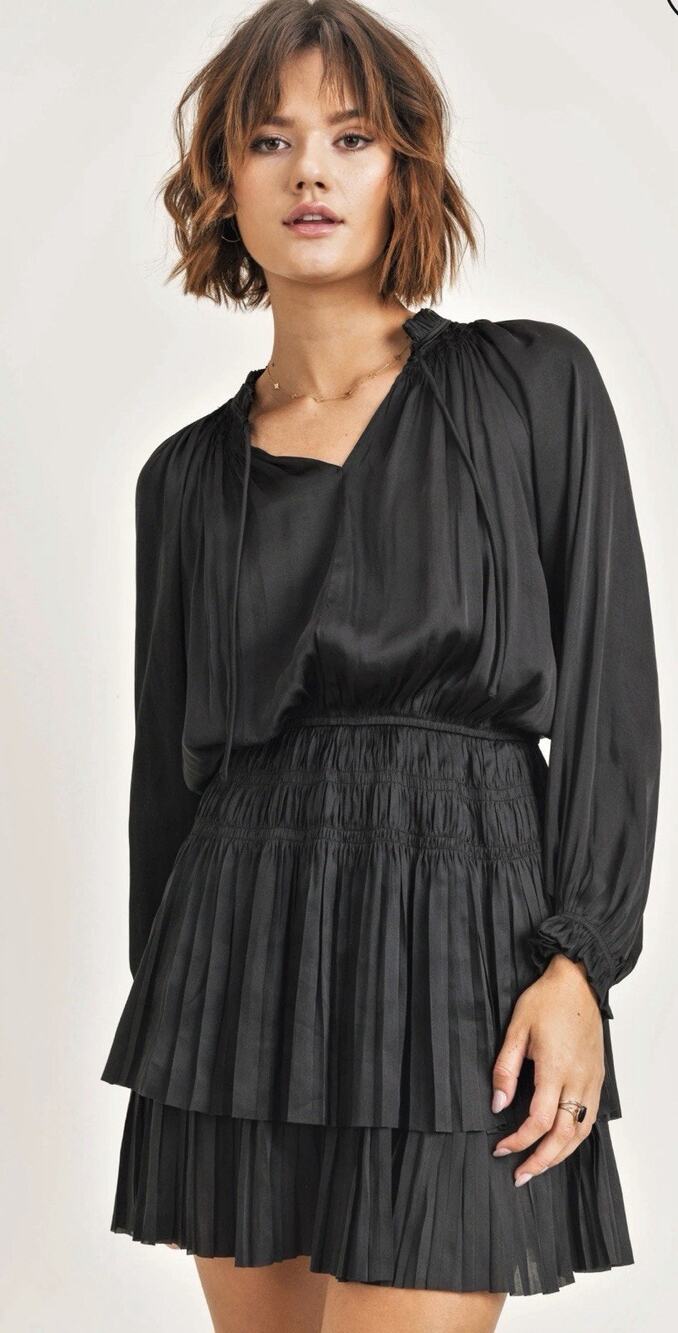 Reset By Jane Lana Dress Size Large Black Layered Dress (AS15)